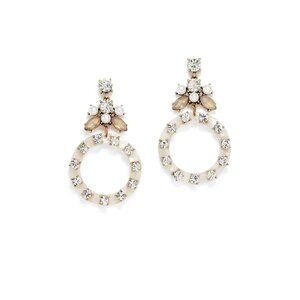 NWT SLATE AND WILLOW CRYSTAL & MOTHER OF PEARL DROP HOOP PIERCED EARRINGS